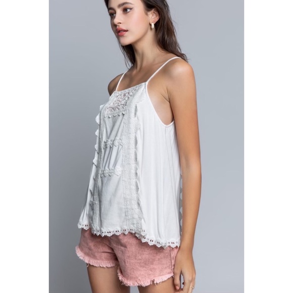 POL White Lace Sleeveless Cami Tank Top - Picture 5 of 8
